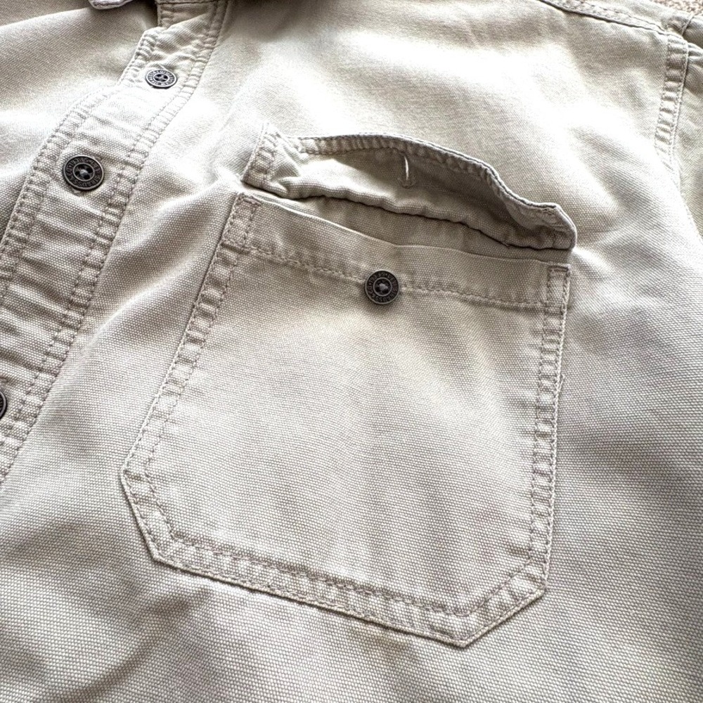 Levi's Men XL Canvas Fleece Lined Shirt Jacket Tan Beige Plaid Heavyweight Layer - Picture 5 of 13